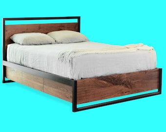 Gorgeous Platform Storage Bed, Underbed Drawers, Solid walnut, Solid wood platform bed, Contemporary bedroom furniture