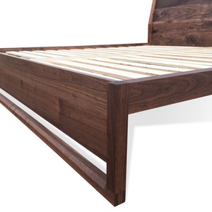 Walnut Platform Bed, Solid walnut, Solid wood platform bed, Contemporary bedroom furniture image 4