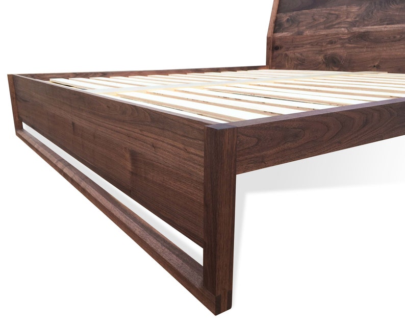 Walnut Platform Bed, Solid walnut, Solid wood platform bed, Contemporary bedroom furniture image 4