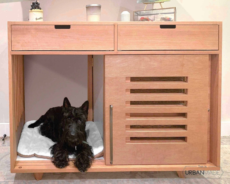 Wood dog house, Stunning dog Furniture, Pet crate solution, Non toxic furniture image 2