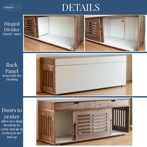 Puede incluir: Una jaula para perros de madera con una puerta corredera y un divisor con bisagras. La jaula tiene un panel trasero extra&iacute;ble para la limpieza. La jaula tiene 152 cm de ancho y dos cajones.
