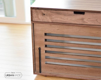 Handcrafted Wooden Dog Crate Furniture: Optional Storage Drawers