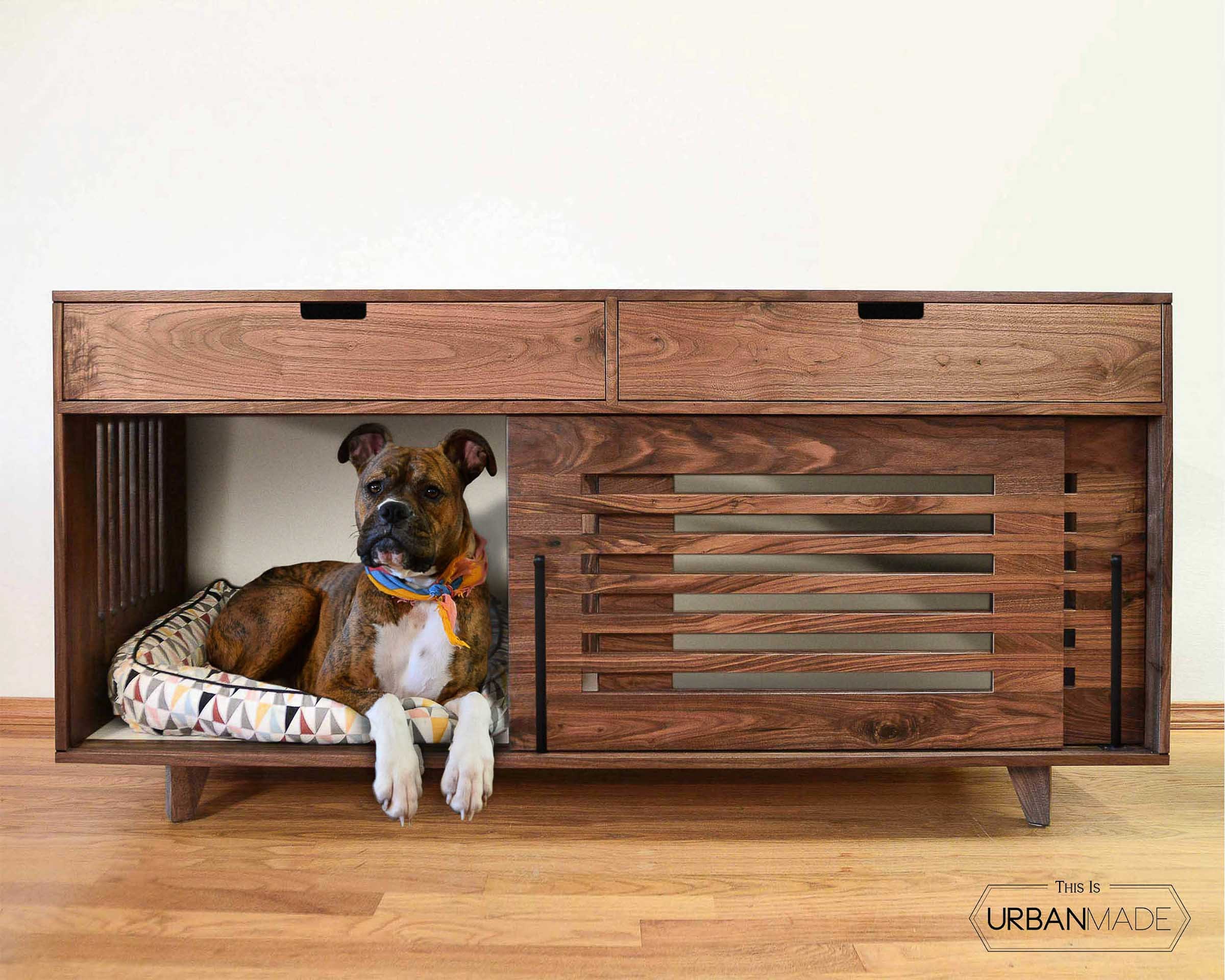 Mid Century Dog Crate Wooden Pet Furniture Wooden Dog Crate Non