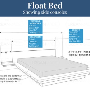 Floating Bed, Simple Platform, Minimal, Queen bed, King Bed, Walnut Bed, Easy Assembly image 8