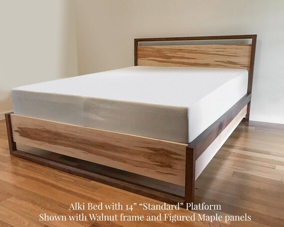 Impresionante cama de almacenamiento de nogal, cajones debajo de la cama,  nogal macizo, cama de plataforma de madera maciza, muebles de dormitorio  contemporáneos -  México