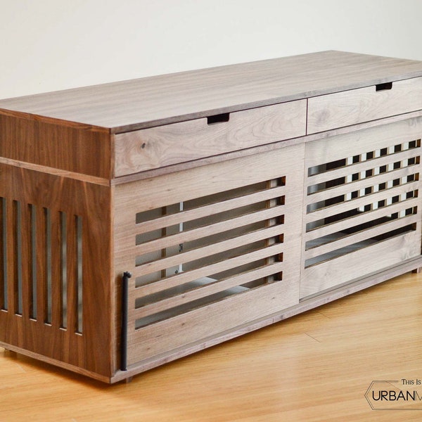 Dog crate media center, Kennel crate, Wooden Dog crate, Dog crate TV stand, Dog crate console, Non-toxic finishes