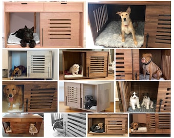 Dog crate furniture, Wood dog kennel, Double dog kennel, Dog crate solution, Non toxic furniture