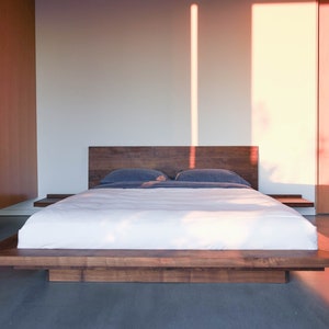 King Platform Float Bed, Simple Platform, Minimal, Queen bed, Walnut Bed, Easy Assembly image 6