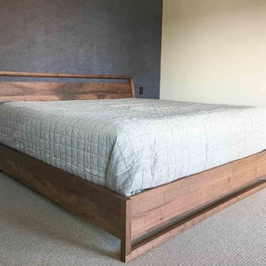 Walnut Storage Bed, Underbed Drawers, Solid walnut, Solid wood platform bed, Contemporary bedroom furniture image 3