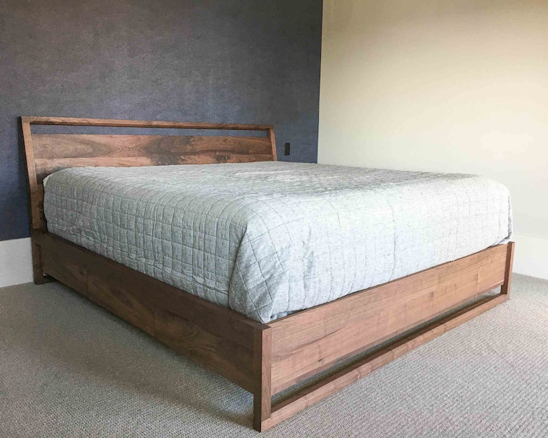 Walnut Storage Bed, Underbed Drawers, Solid walnut, Solid wood platform bed, Contemporary bedroom furniture image 3