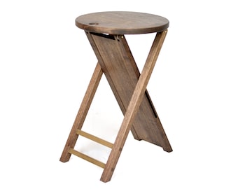 Folding Walnut Stool Side Table | Music Stool | Bar Stool |