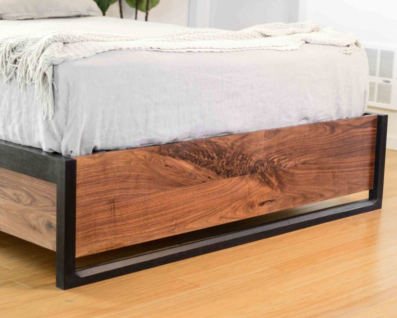Stunning Walnut Storage Bed, Underbed Drawers, Solid walnut, Solid wood platform bed, Contemporary bedroom furniture image 3