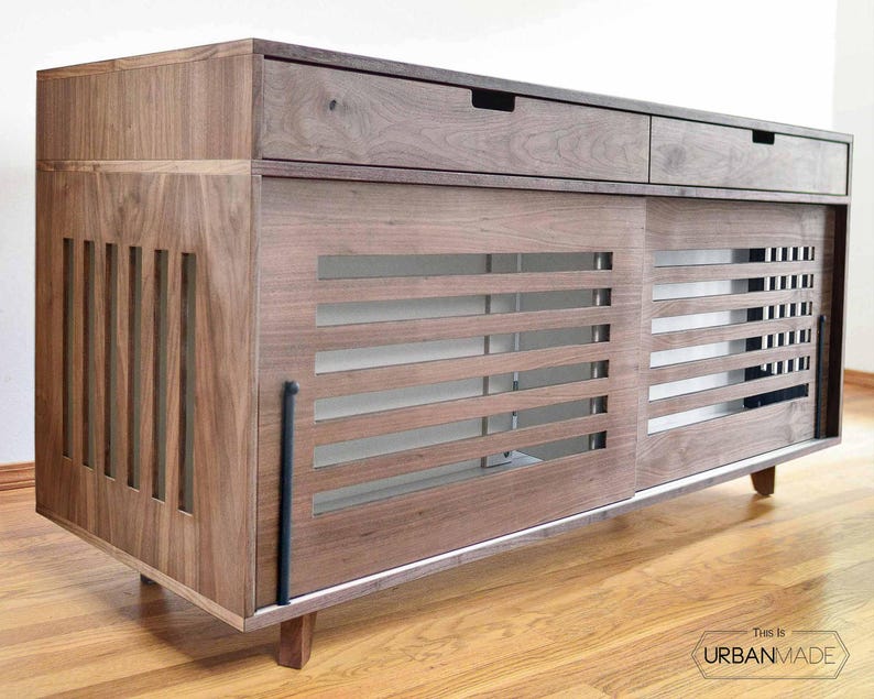 Wood Dog Crate Furniture: Double Dog Kennel with Drawers Bild 2