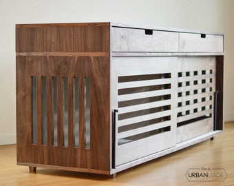 Wood Dog Crate Furniture: Non-Toxic Kennel with Drawers