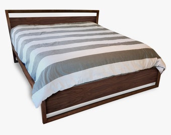 Modern Storage Bed, Non toxic furniture, Solid walnut, Solid wood platform bed, Contemporary bedroom furniture
