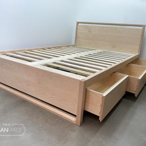 Solid Maple Platform Bed with Storage Drawers: Non-Toxic Bedroom Furniture