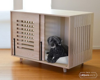 Wooden dog kennel, Wood media kennel, Double dog kennel, Dog crate solution, Non toxic furniture