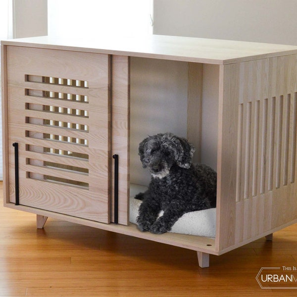 Wooden dog kennel, Wood media kennel, Double dog kennel, Dog crate solution, Non toxic furniture