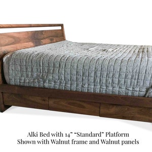 Stunning Walnut Storage Bed, Underbed Drawers, Solid walnut, Solid wood platform bed, Contemporary bedroom furniture image 7