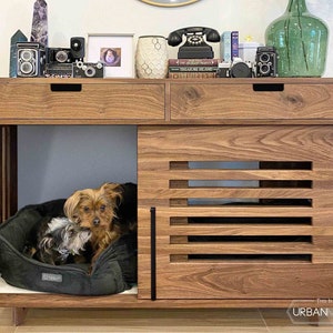Dog Crate Furniture with Drawers, Wooden dog crate, Wood dog kennel, Dog Crate Furniture Side Table, Double Dog Crate, Small Dog, Large Dog