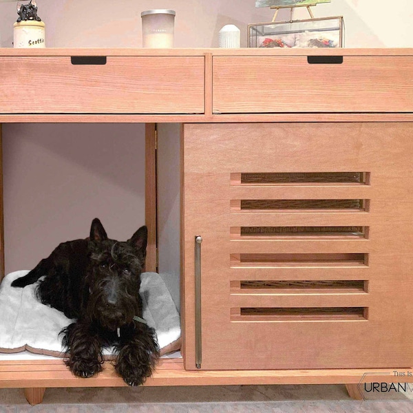 Stunning dog crate, Small dog, Large dog, Wood dog house, Modern Dog Furniture, Pet crate solution, Non toxic furniture