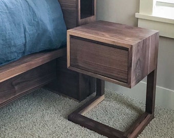 Pair of Walnut "C" Stand Night Stands End Tables