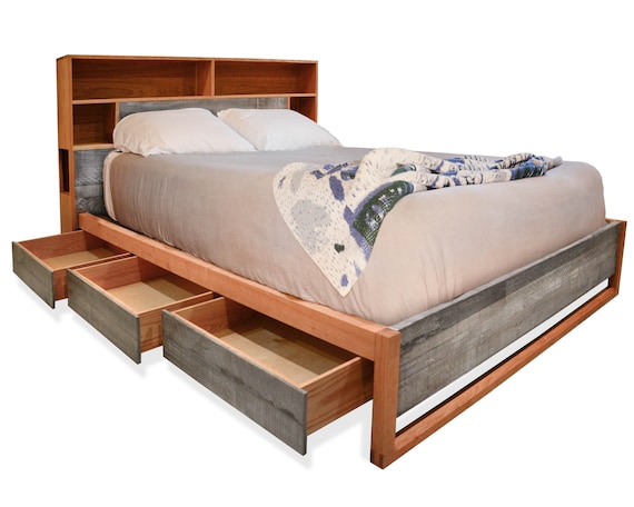 Platform Storage Bed Cherry And, King Size Headboard With Storage And Usb Ports In Taiwan