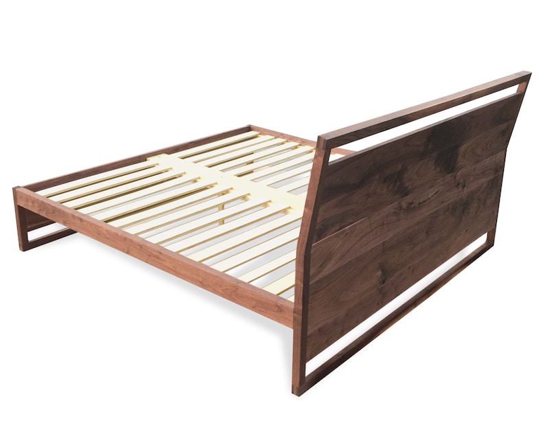 Walnut Platform Bed, Solid walnut, Solid wood platform bed, Contemporary bedroom furniture image 2
