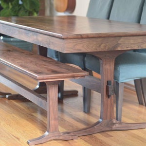 Walnut Trestle Table Extendable Extension Table Porter Solid Hardwood with leaf image 10