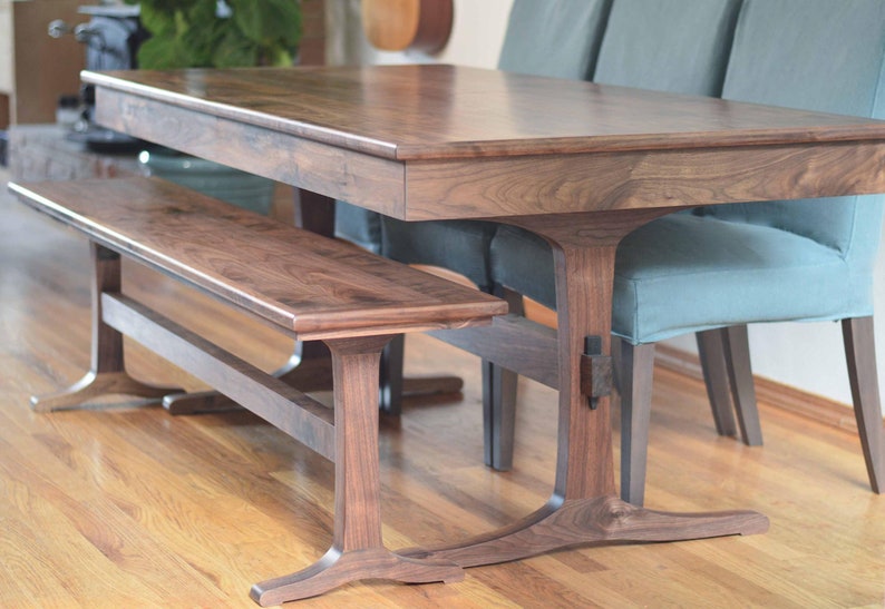 Walnut Trestle Table Extendable Extension Table Porter Solid Hardwood with leaf image 10