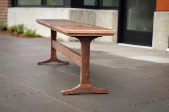 Walnut Entry Bench Trestle Bench Solid Wood Etsy