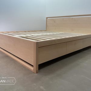 Solid Maple Platform Bed with Storage Drawers - Non-Toxic Bedroom Furniture