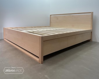 Solid Maple Platform Bed with Storage Drawers - Non-Toxic Bedroom Furniture