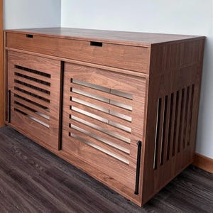 Wood Dog Crate Furniture: Double Dog Kennel with Drawers Bild 1