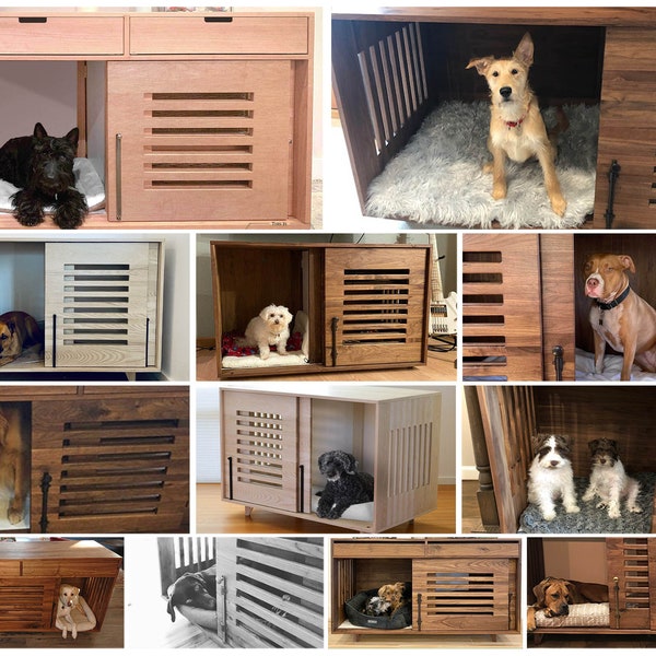Sliding Door Dog Kennel, Wood dog kennel, Modern Dog Furniture, Pet crate solution, Non toxic furniture