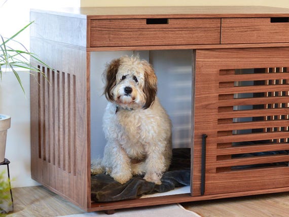 mid century modern dog crate