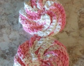Great for favors! Reusable Handmade Scrubbie for easy cleaning - Pink and White