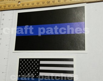 Thin Blue line flag american flag blue line outside stick. 2 decals total