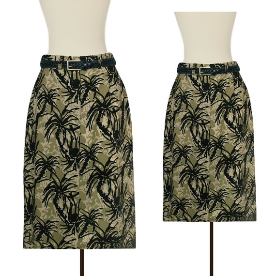 Women's Skirt- Short Skirt- Belted Skirt- High Waisted Skirt- Knee Length Skirt- Vintage Skirt- Casual Skirt- Hawaiian Skirt