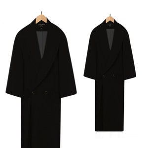 Vintage Wool Cashmere Coat- Long Wool Coat- Womens Midi Coat- Long Black Wool Coat- Donnybrook Long Black Coat- Black Wool Overcoat 12 P