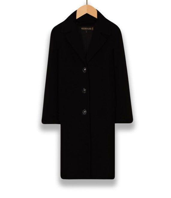 Womens Wool Coat- Black Wool Coat- Wool Cashmere … - image 5