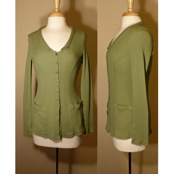 Women's shirt, vintage FLAX shirt, knit shirt, bu… - image 3