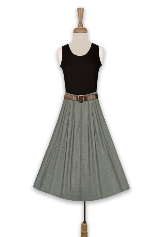 Women's Midi Skirt- Long Grey Skirt- Cotton Midi … - image 4