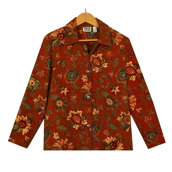 Chicos Design Jacket Size 1 Womens Tapestry Jacket Paisley Embroidered Corduroy Jacket Orange Floral Boho Cotton Beaded Jacket India Coat Etsy UK