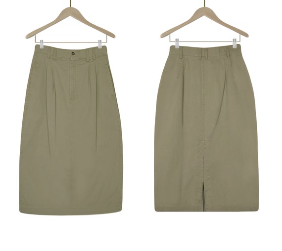 Khaki Skirt- Khaki Midi Skirt- Khaki Cargo Skirt-… - image 4