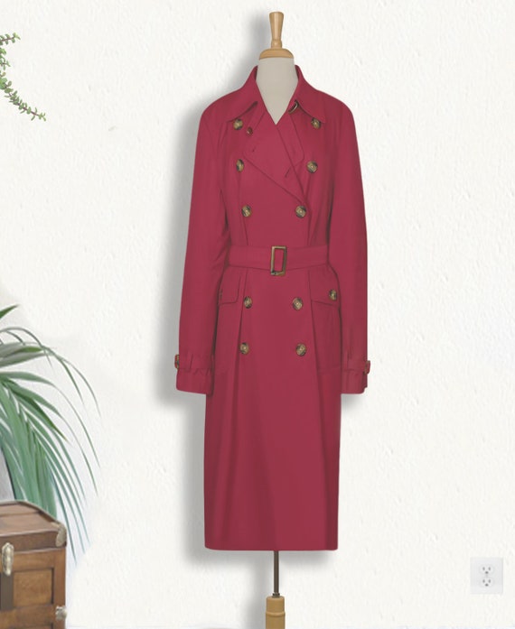 Winter Coat- Long Coat- Trench Coat- Maxi Coat- Long Red Coat- Overcoat- Red Coat-  Belted Coat- Raincoat- Red Maxi Coat- Winter Coat Women View 2