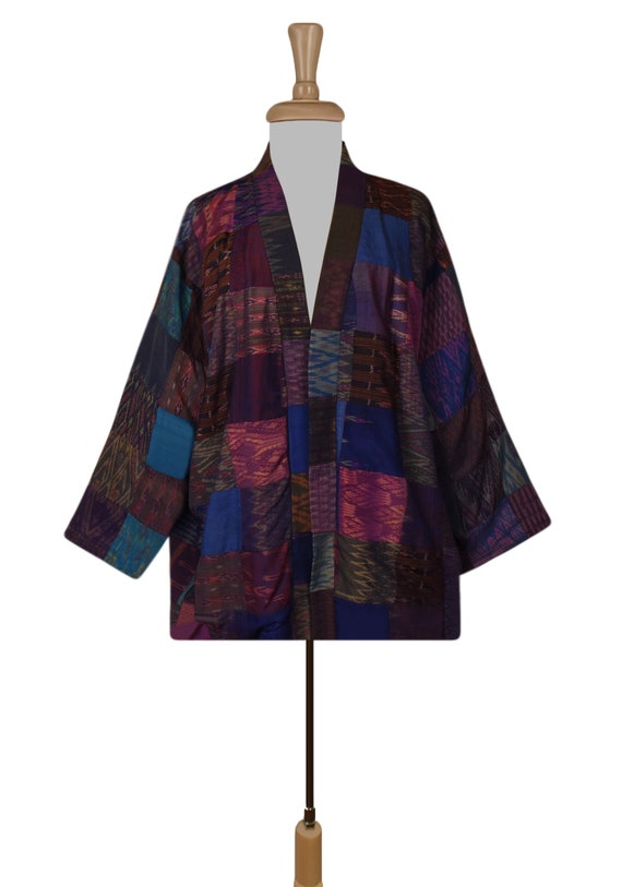 Silk Kimono Jacket Womens, Patchwork Jacket, Plus… - image 6