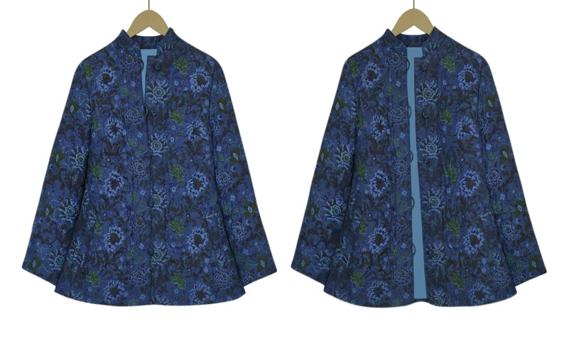 Blue Jacket Quilt Coat Floral Quilted Jacket Vintage Women/'s Quilted Jacket Quilt Jacket Women Quilted Jacket Blue Quilted Jacket