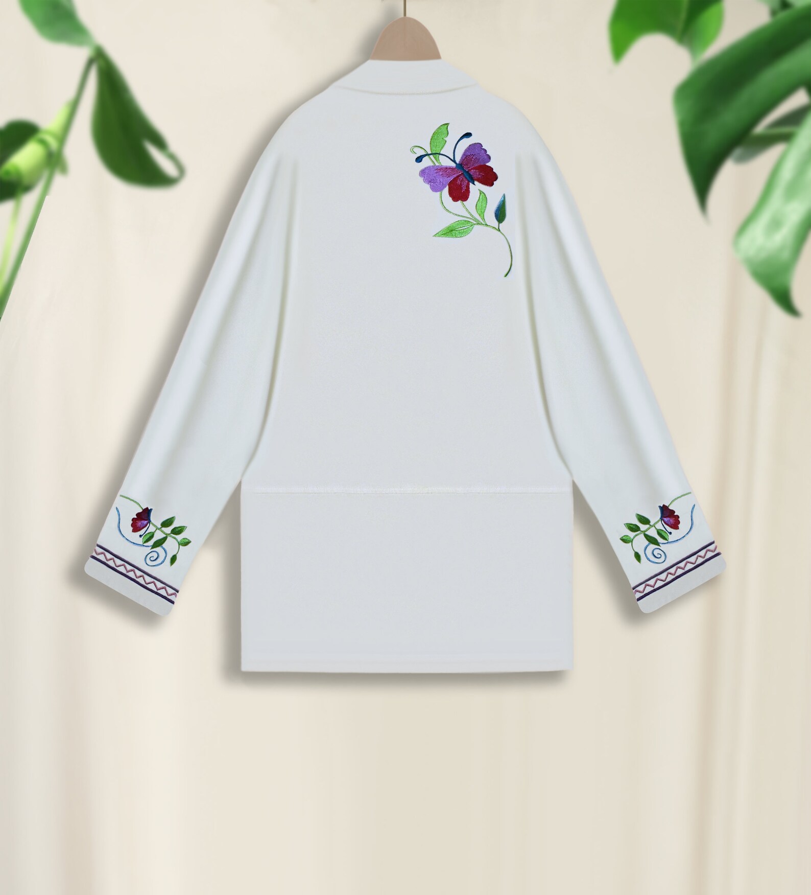 Embroidered Jacket Embroidered White Coat Embroidered White Etsy