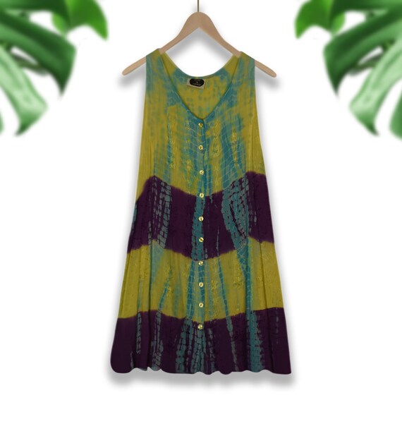 Vintage Boho Hippie Dress- Embroidered Dress- Tan… - image 2